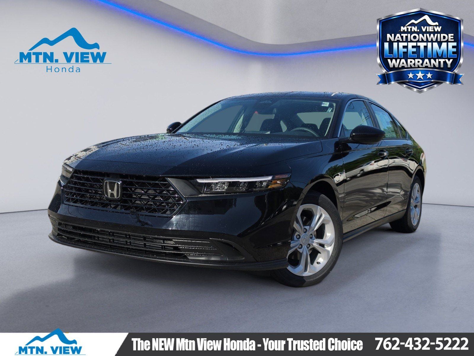 2026 Honda Accord LX in Crystal Black Pearl — front three-quarter view