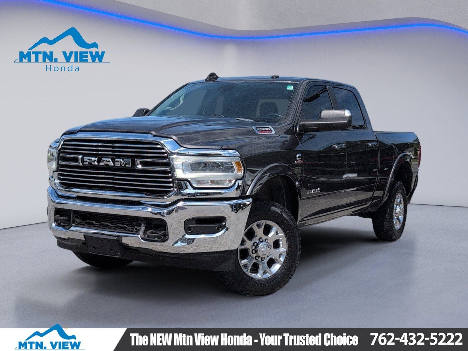 2021 RAM 2500 Laramie in Granite Crystal Metallic Clearcoat — front three-quarter view
