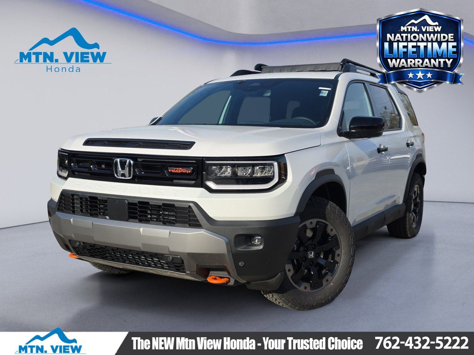 2026 Honda Passport TrailSport Elite in Platinum White Pearl — front three-quarter view