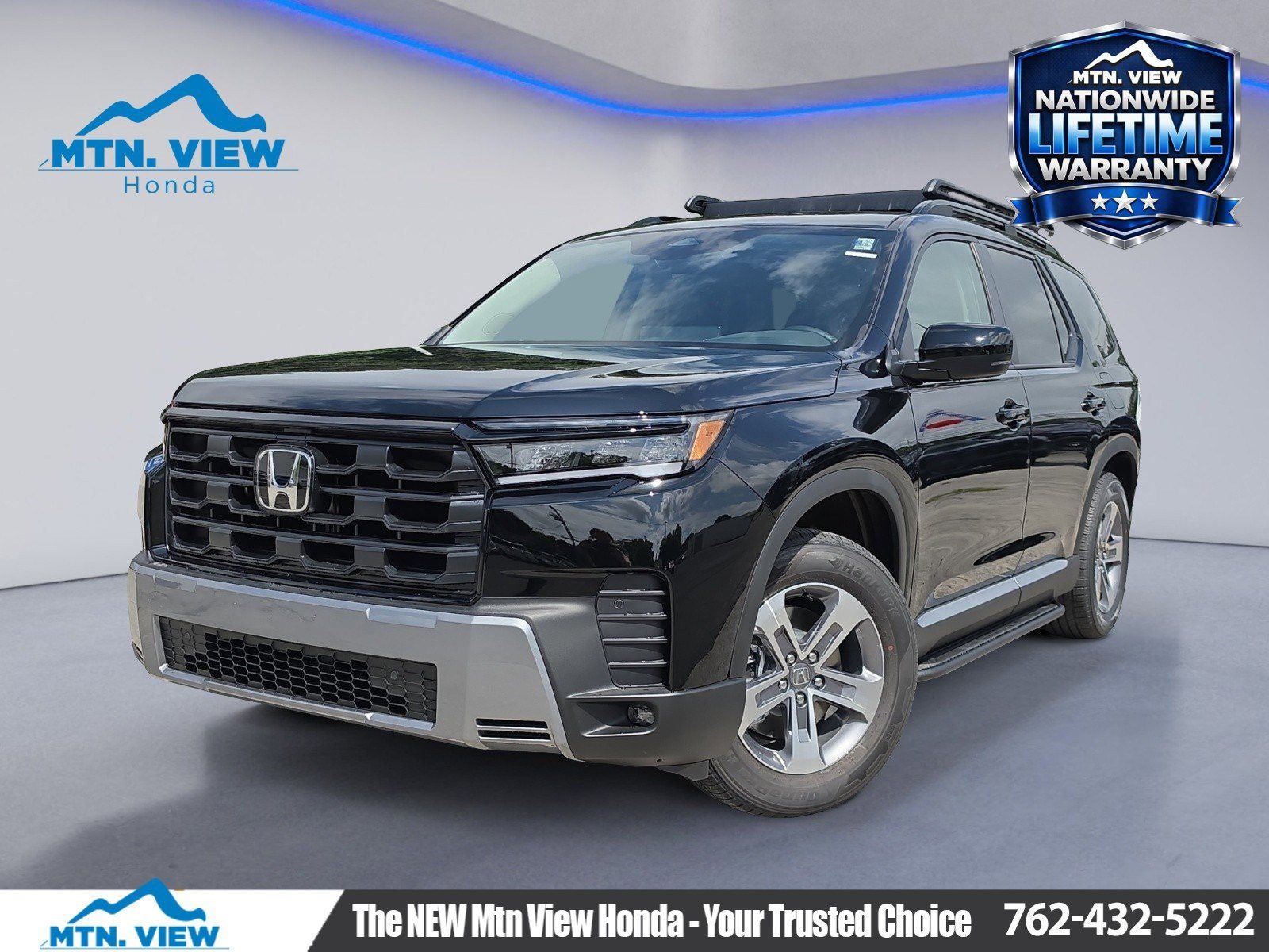 2026 Honda Pilot EX-L in Crystal Black Pearl — front three-quarter view