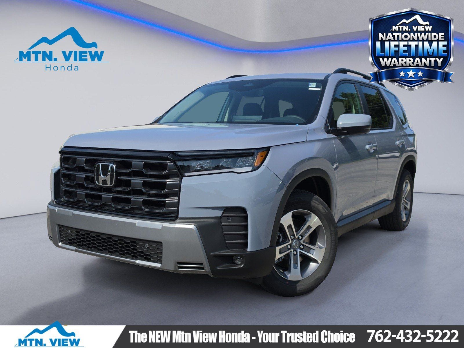2026 Honda Pilot EX-L in Sonic Gray Pearl — front three-quarter view