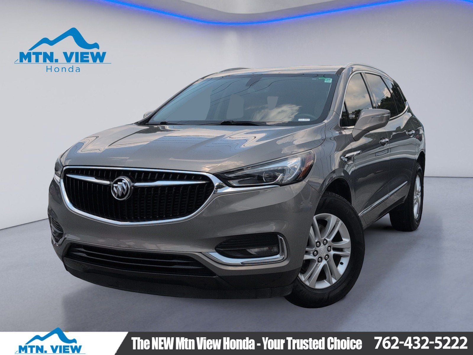 2019 Buick Enclave Essence in Pepperdust Metallic — front three-quarter view